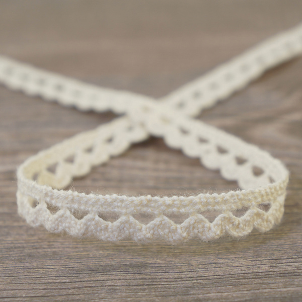 Кружево хлопковое на картонной катушке, цвет кремовый. Арт VL09.004