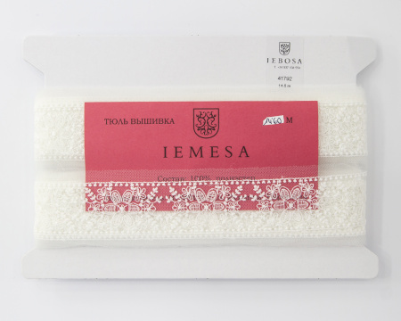 Кружево-вышивка на тюле, 22 мм, 14,6 м. Арт 41792/01