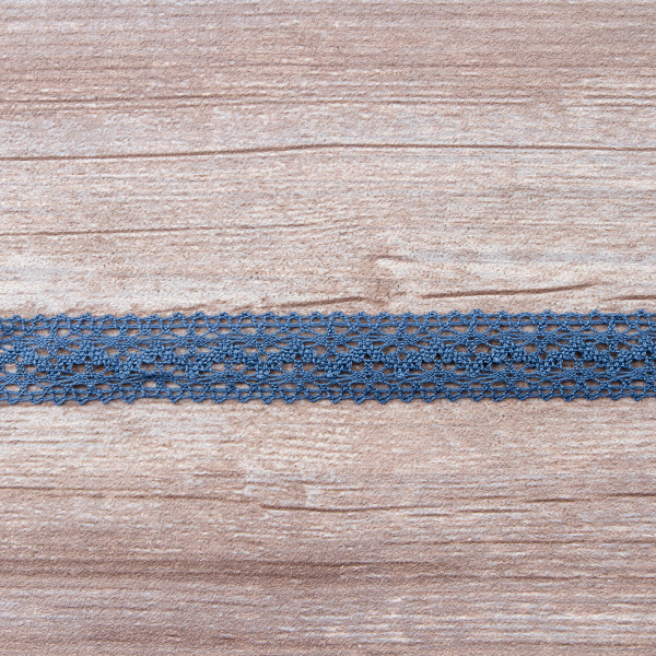 Мерсеризованное хлопковое кружево, 20 мм, цвет джинсово-синий. Арт 3037/89                 