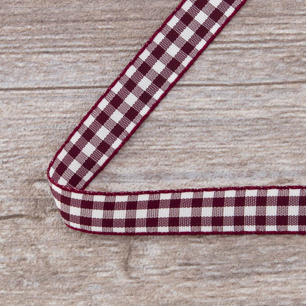 Лента с рисунком клетка SAFISA, 16(18) мм, 25 м, цвет 30, бордо. Арт 469-16мм-30             