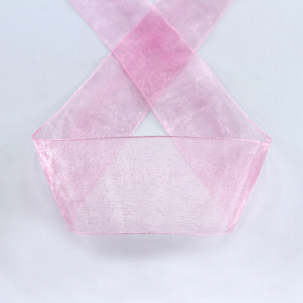 Лента органза SAFISA мини-рулон, 39 мм, 2 м, цвет 05, розовый. Арт P00520-39мм-05          