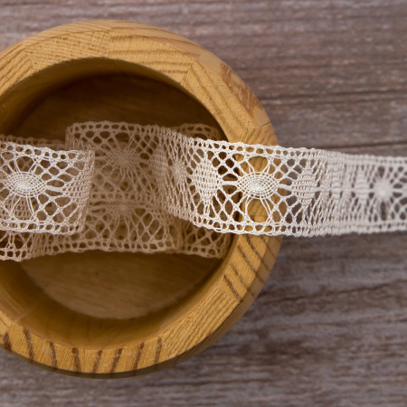 Мерсеризованное хлопковое кружево, 19 мм, шампань. Арт 2117/72
