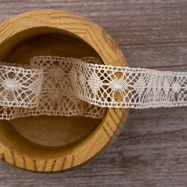 Мерсеризованное хлопковое кружево, 19 мм, шампань. Арт 2117/72