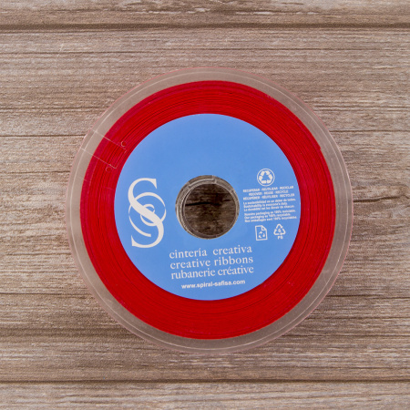 Косая бейка атласная 30 мм, 25 м, цвет 14, красный. Арт 6260-30мм-14            