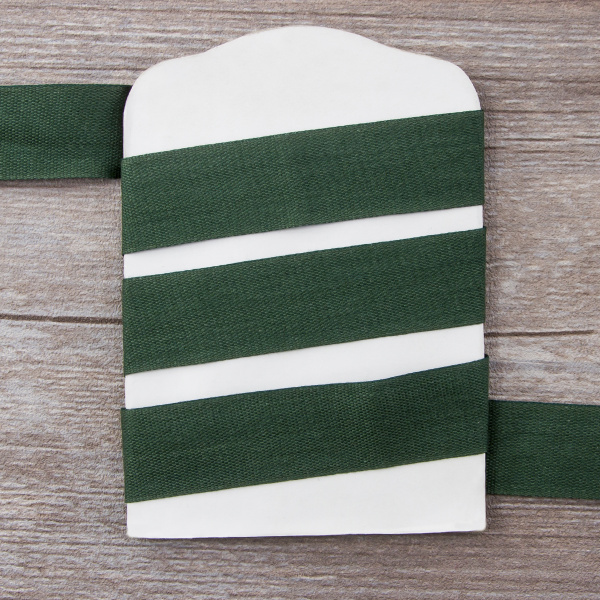 Тесьма киперная хлопковая на блистере SAFISA, 25 мм, 2 м , цвет 43, темно-зеленый. Арт P00260C-25мм-43         