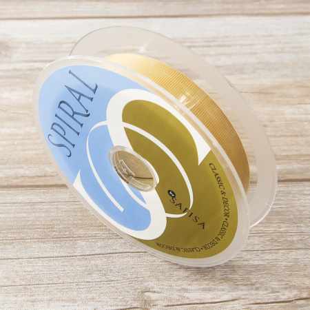 Лента репсовая SAFISA, 25 мм, 25 м, цвет 54 бежево-золотистый. Арт 350-25мм-54