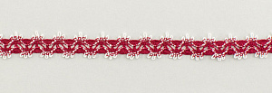 Мерсеризованное хлопковое кружево, 11 мм, цвет бордовый с белым