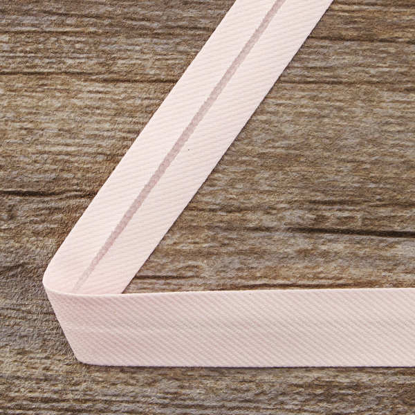 Косая бейка хлопок/полиэстер, 20 мм, 20 м, цвет 52, бледно-розовый. Арт 6470-20мм-52