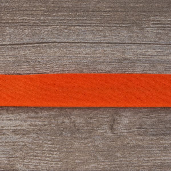 Косая бейка хлопок/полиэстер 20 мм, 25 м, цвет 114, ярко-оранжевый. Арт 6120-20мм-114           