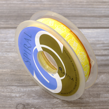 Лента с рисунком SAFISA, 15 мм, 15 м, цвет 32, желтый. Арт 35117-15мм-32