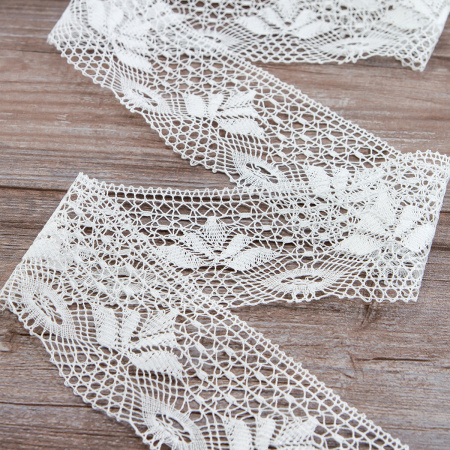 Мерсеризованное хлопковое кружево, 70 мм, цвет белый. Арт 3185/01
