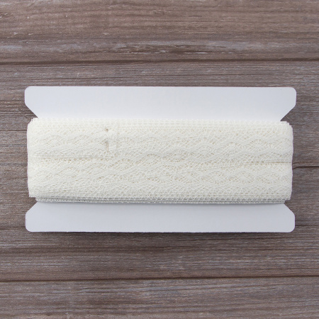 Мерсеризованное хлопковое кружево, 28 мм, цвет белый. Арт 2228/01