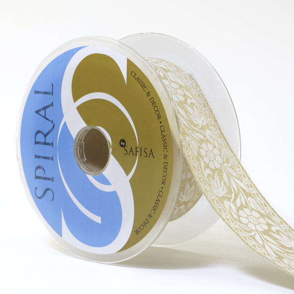 Лента жаккардовая с люрексом SAFISA, 50 мм, 15 м, цвет 101. Арт 9251-50мм-101
