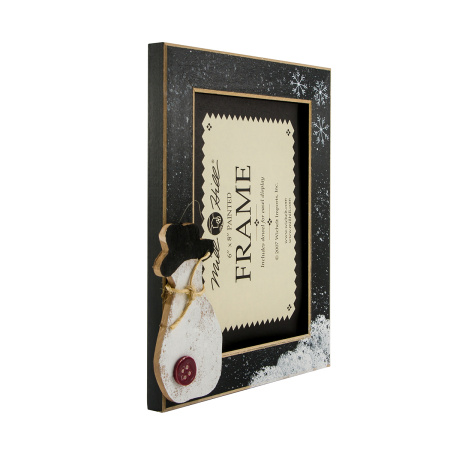 Рамка деревянная "Снеговик" цвет серый матовый с ручной росписью. Арт GBFRS