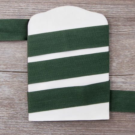 Тесьма киперная хлопковая на блистере SAFISA, 25 мм, 2 м , цвет 43, темно-зеленый. Арт P00260C-25мм-43         