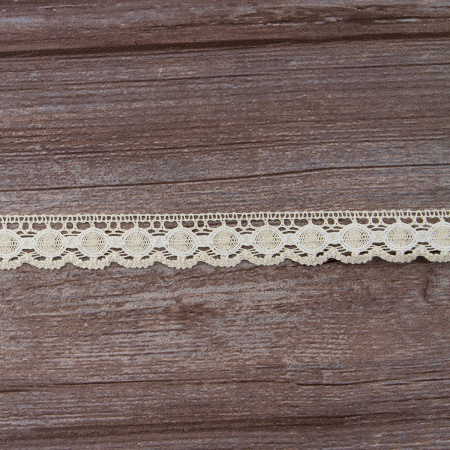 Мерсеризованное хлопковое кружево, 23 мм, цвет сливочный с белым. Арт 3679/30