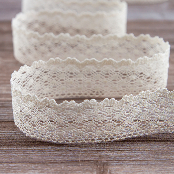 Мерсеризованное хлопковое кружево, 30 мм, цвет шампань. Арт 2021/72