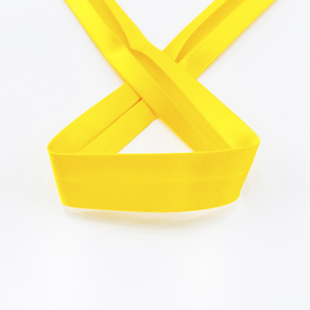 Косая бейка атласная  на блистере SAFISA, 20 мм, 2,5 м, цвет 32, желтый. Арт P06260-20мм-32          