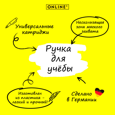 Ручка перьевая "Campus", с синим картриджем, размер пера M, 0.5 мм, принт "Золотые ромбы". Арт 61493/3D