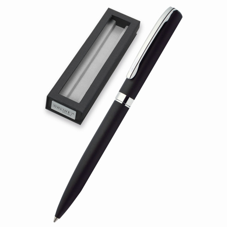Ручка шариковая "Eleganza" с черным стержнем, толщина линии M, 0.5 мм, корпус черный с серебром. Арт 34367