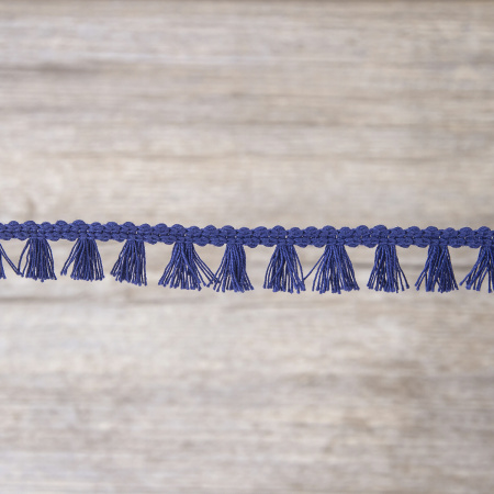 Тесьма декоративная, 16 мм, с бахромой, цвет темно-синий. Арт 2204/10