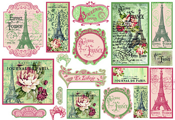 Карта для декупажа "Париж в цветах". Арт DFGS018