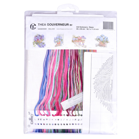 Набор для вышивания "Гортензии и розы", канва лён 32 ct. Арт 442                     