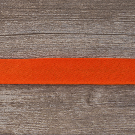 Косая бейка хлопок/полиэстер 20 мм, 25 м, цвет 114, ярко-оранжевый. Арт 6120-20мм-114           