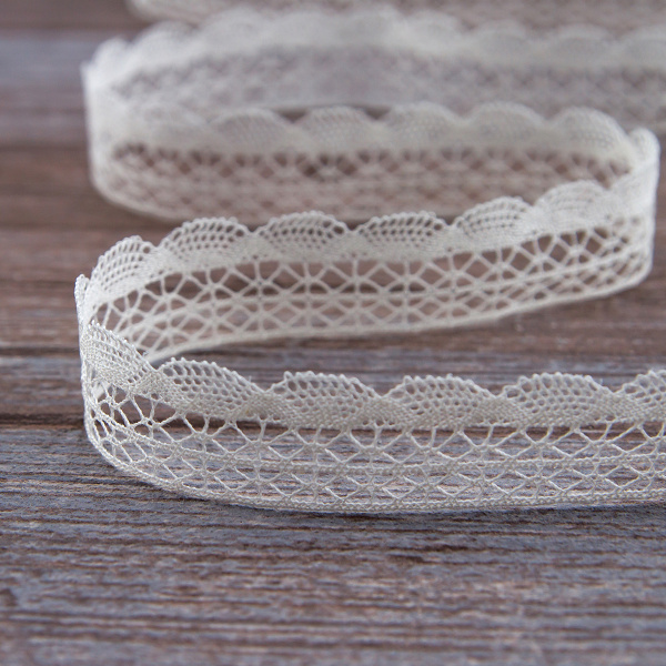 Мерсеризованное хлопковое кружево, 20 мм, цвет шампань. Арт 2015/72