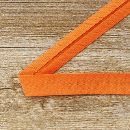Косая бейка хлопок/полиэстер 20 мм, 25 м, цвет 85, лососевый. Арт 6120-20мм-85            