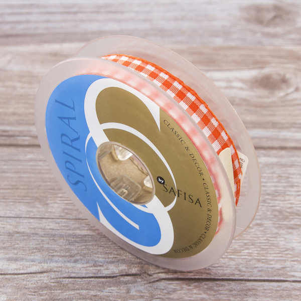 Лента с рисунком клетка SAFISA, 16(18) мм, 25 м, цвет 61, оранжевый. Арт 469-16мм-61             