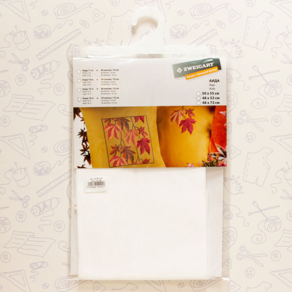 Канва в упаковке Fein-Aida 18 ct, 48 х 53 см, цвет №100. Арт н3793/100                