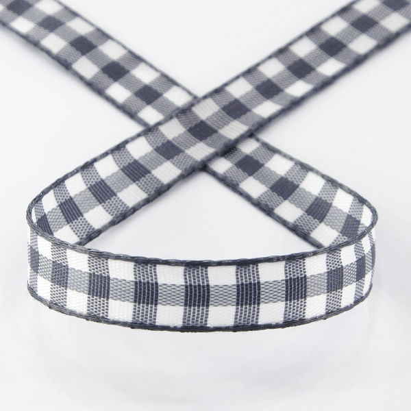 Лента с рисунком клетка SAFISA, 11 мм, 25 м, цвет 68, серый. Арт 469-11мм-68             