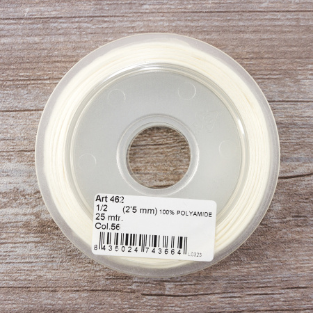 Шнур атласный SAFISA 2,5 мм, 25 м, цвет 56, кремовый. Арт 462-56                  
