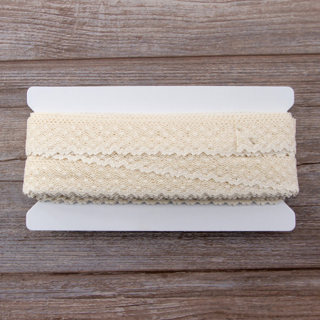 Мерсеризованное хлопковое кружево, 30 мм, цвет шампань. Арт 2021/72