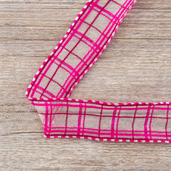 Лента органза с рисунком с проволокой по краю SAFISA, 25 мм, 15 м, цвет 20. Арт 25308-25мм-20