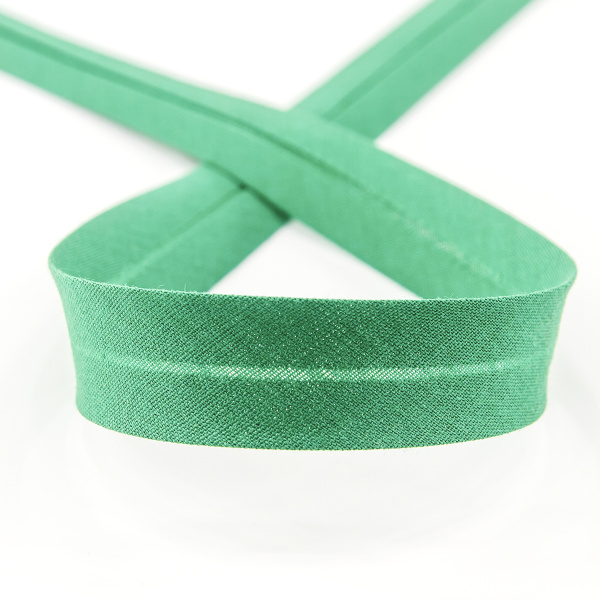 Косая бейка хлопок/полиэстер 20 мм, 25 м, цвет 25, зеленый. Арт 6120-20мм-25            