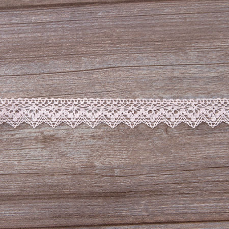 Мерсеризованное хлопковое кружево, 25 мм, цвет светло-розовый. Арт 3207/06                 
