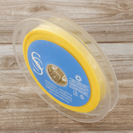 Лента репсовая SAFISA, 10 мм, 25 м, цвет 09 желтый светлый. Арт 350-10мм-09