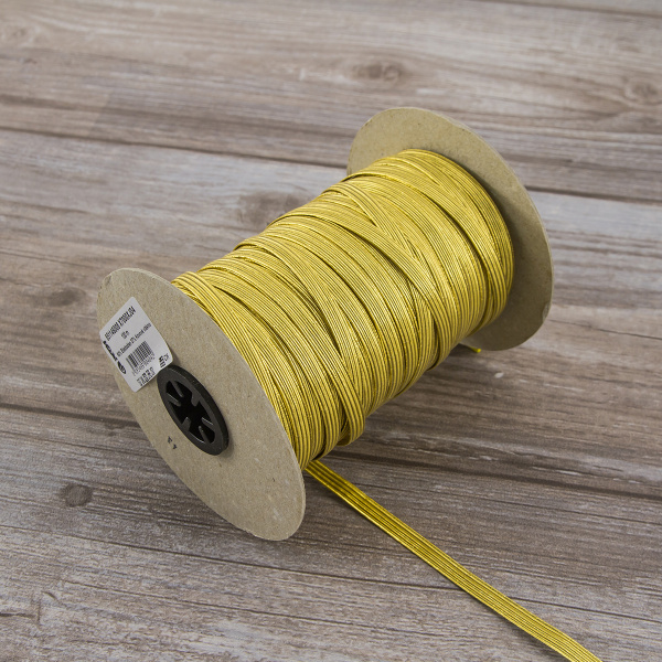 Резинка продежка 6,5 мм, цвет золотистый люрекс. Арт 851146008X7000          