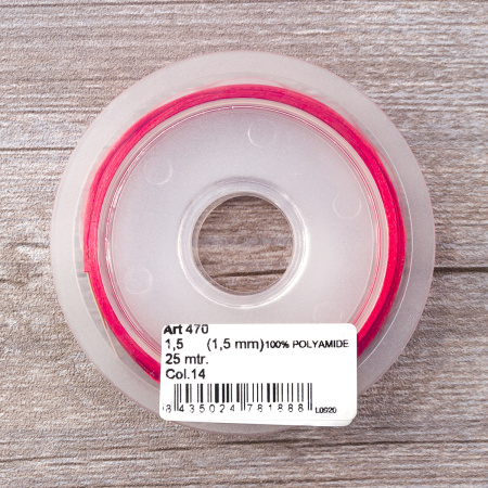 Шнур атласный SAFISA 1,5 мм, 25 м, цвет 14, красный. Арт 470-14                  