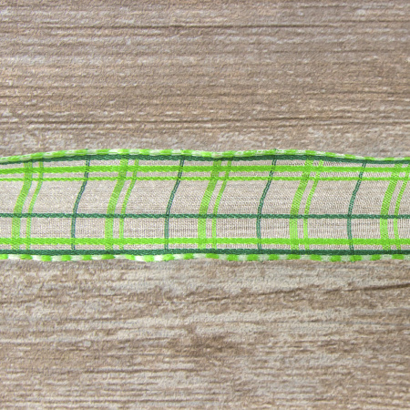 Лента органза с рисунком с проволокой по краю SAFISA, 25 мм, 15 м, цвет 62. Арт 25308-25мм-62