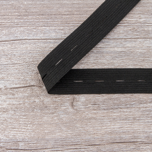 Эластичная лента с прорезными петлями SPIRAL (SAFISA), 20 мм, цвет 01, черный. Арт 4785-20мм-01