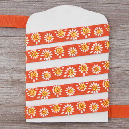 Лента репсовая SAFISA с напечатаным рисунком, 15 мм, 15 м, цвет 61, алый. Арт 25305-15мм-61