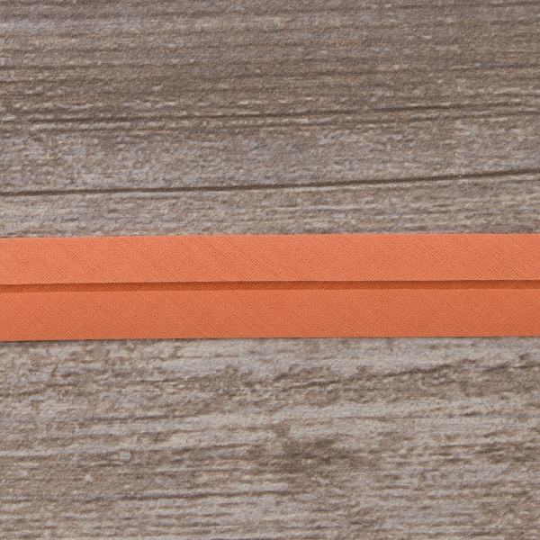 Косая бейка хлопок/полиэстер 20 мм, 25 м, цвет 122, кораловый темный. Арт 6120-20мм-122           