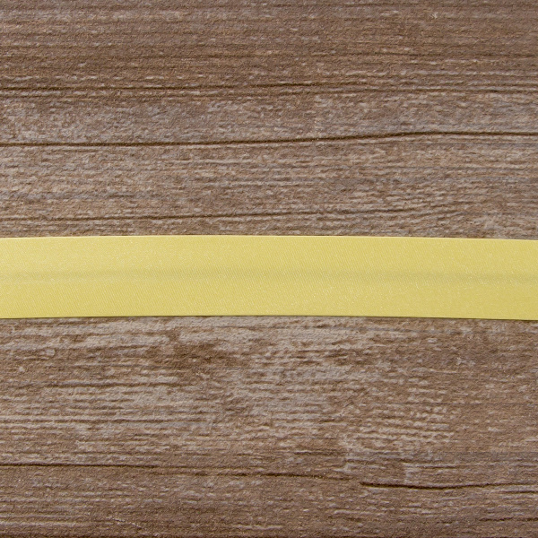 Косая бейка атласная 20 мм, 25 м, цвет 09, светло-желтый. Арт 6260-20мм-09            