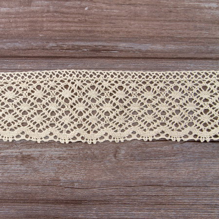 Мерсеризованное хлопковое кружево, 80 мм, цвет экрю. Арт 2231/58
