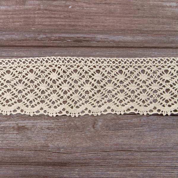 Мерсеризованное хлопковое кружево, 80 мм, цвет экрю. Арт 2231/58