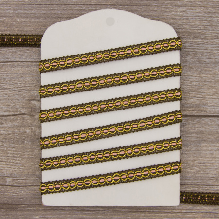 Тесьма PEGA декоративная, розово-коричневая с золотистым люрексом, 8 мм. Арт 844181309DA702          