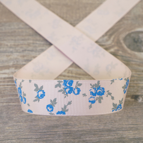 Лента репсовая на картонной катушке "Розочки". Арт VR22.457